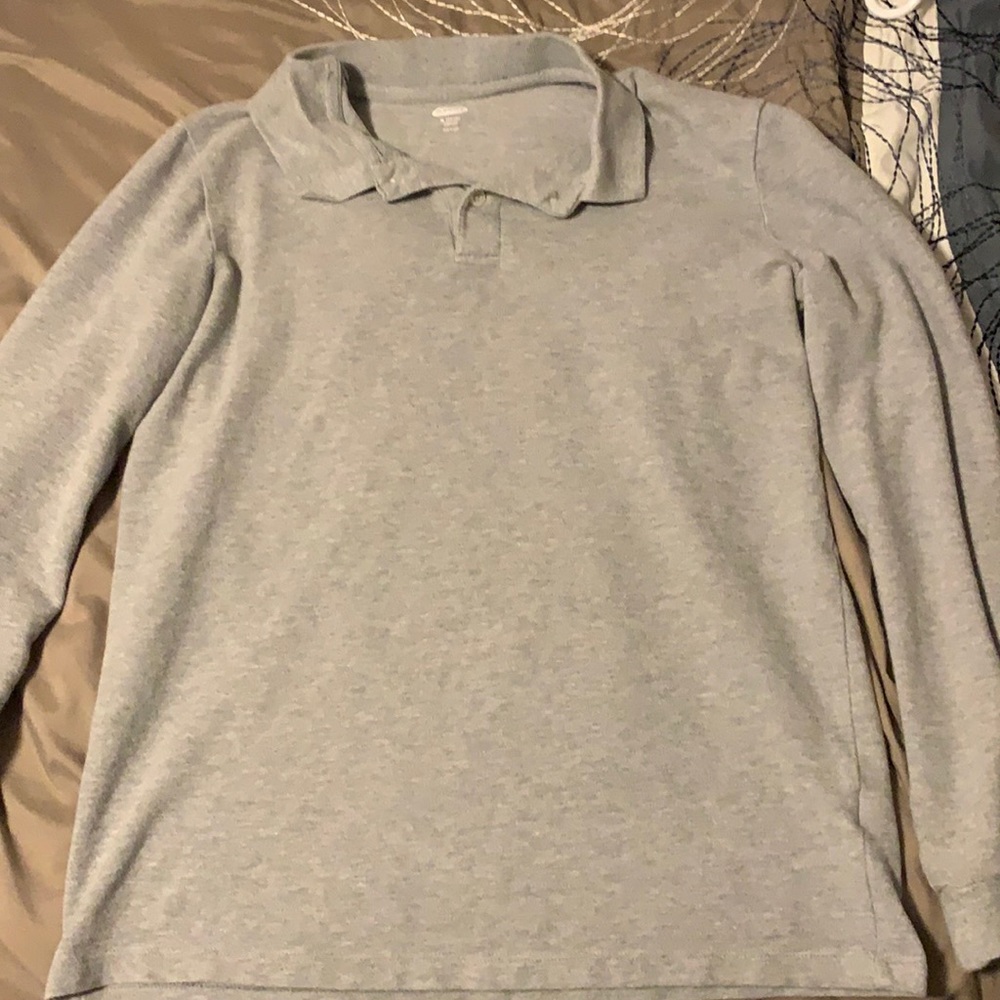 Gray Old Navy Boys XL Polo Long Sleeve Shirt